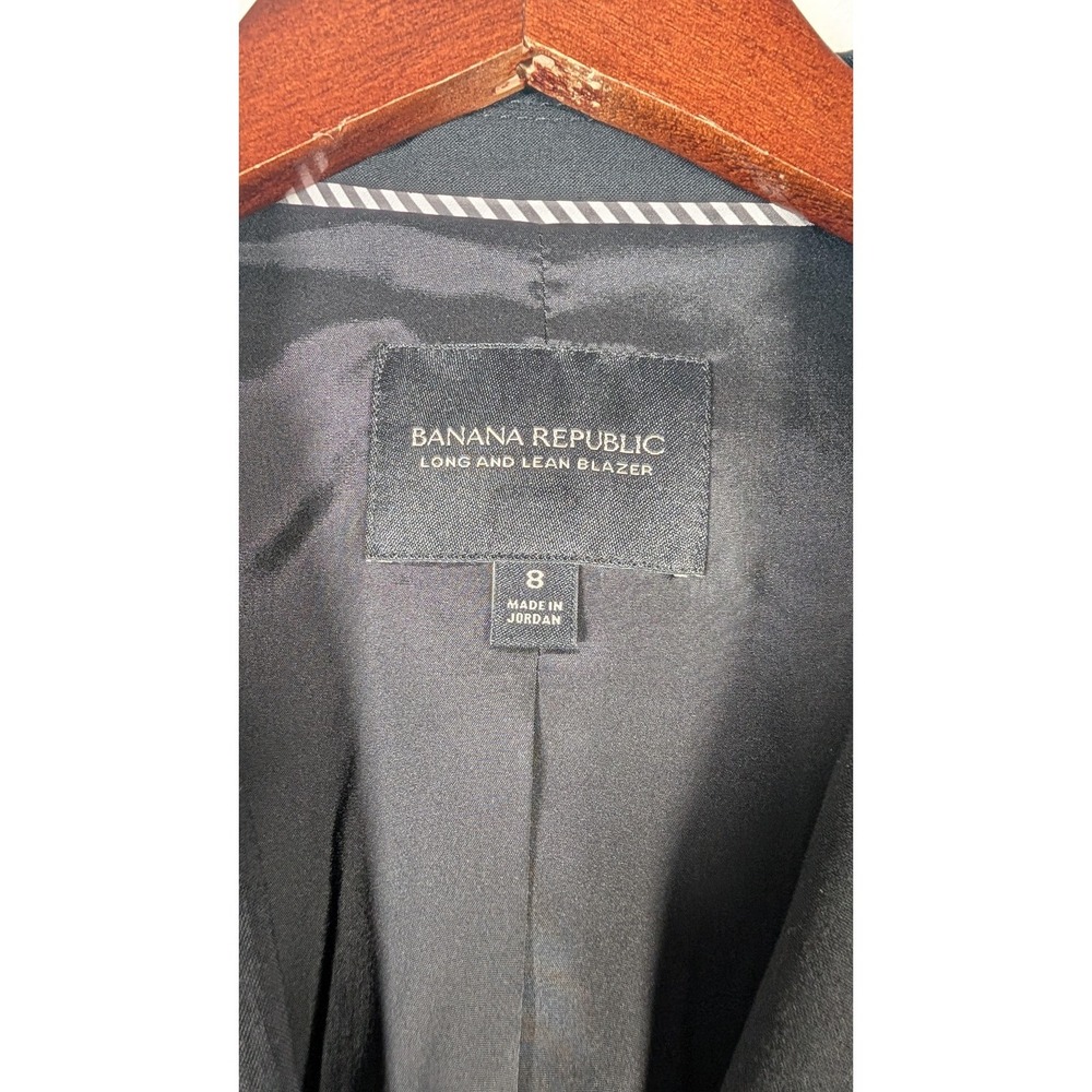 Banana Republic Blazer Womens 8 Black Long And Lean Italian Wool Lined - Picture 2 of 12